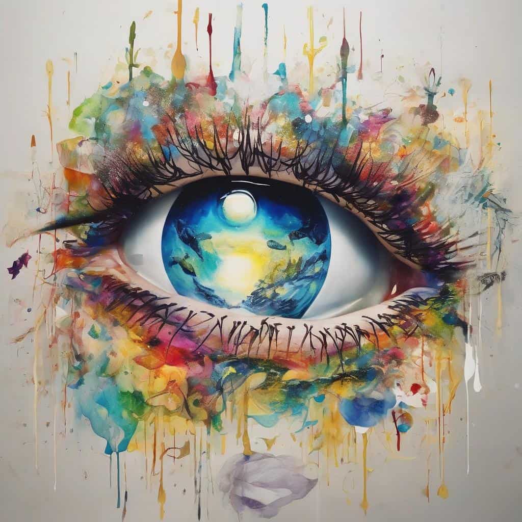 Ονειρεμένη τέχνη και αυτοέκφραση με ζωγραφική σε καμβά.